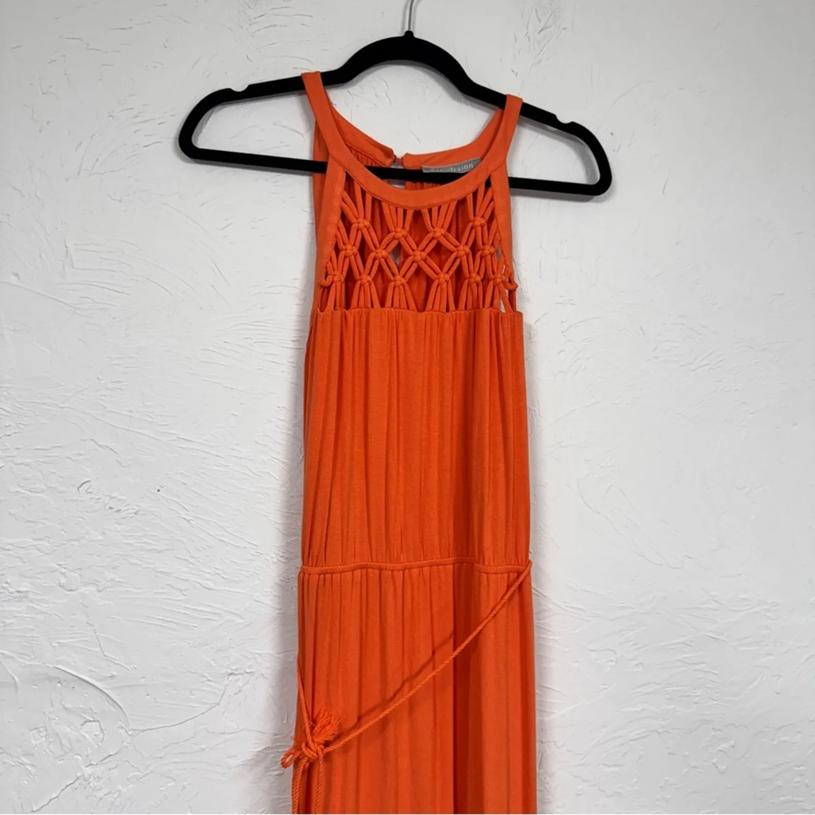 Daniel Rainn Orange Crochet Tiered Maxi Dress Womens M Beachy Boho Casual Summer - Image 4