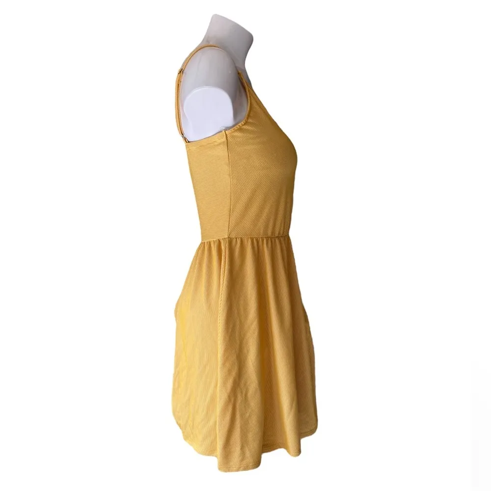Universal Threads Universal Thread Yellow V-neck Spaghetti Strap Mini Dress - Image 2