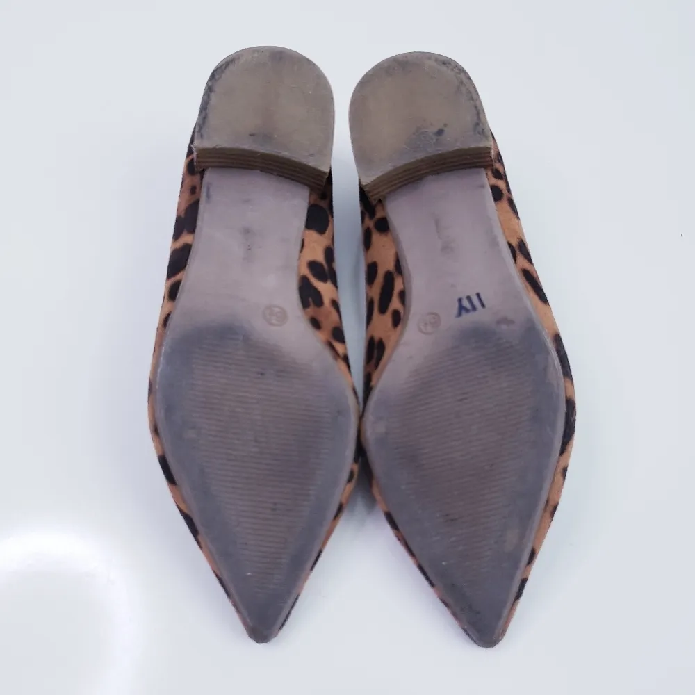 Lulus Alessia Leopard Suede Low Pointed Toe Heels Brown Size 6.5 - Image 8
