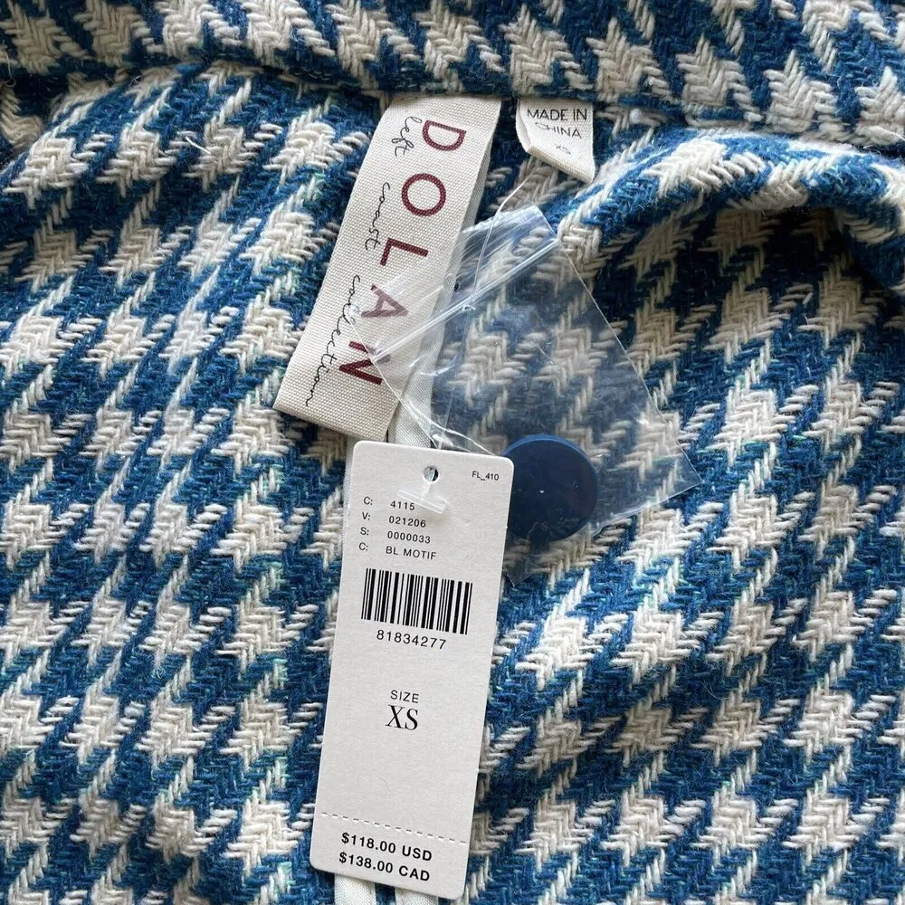 Anthropologie Dolan Left Coast Cropped Jacket Women XS Blue Houndstooth Print - Image 10