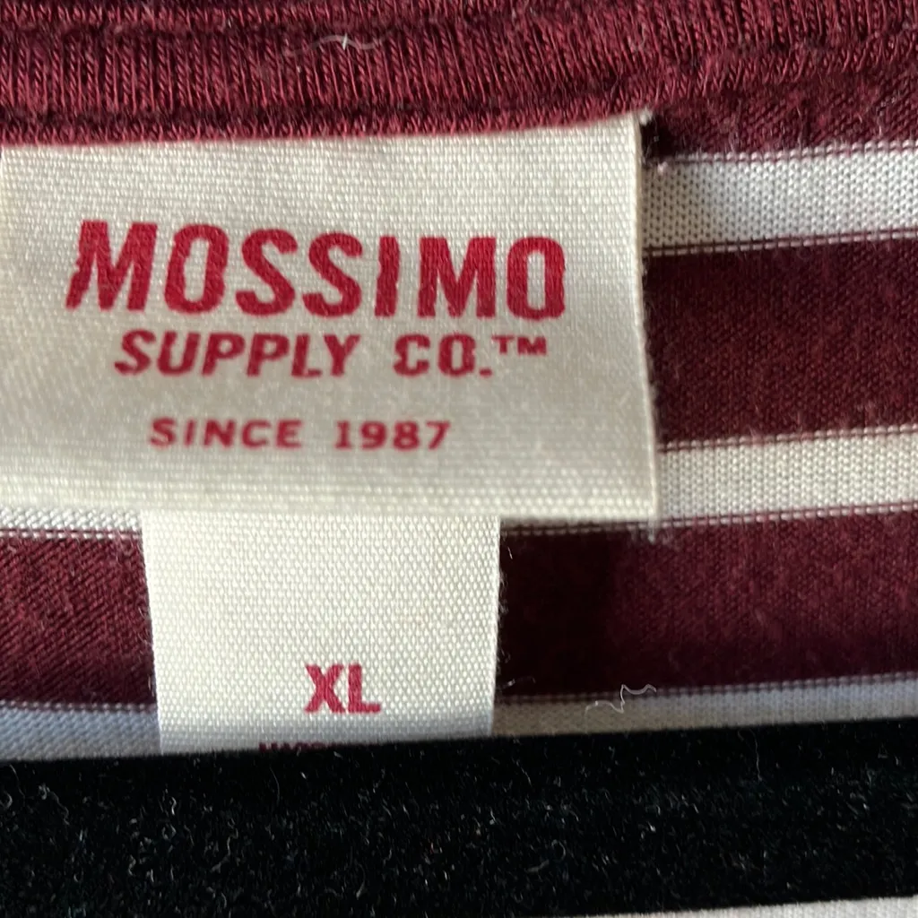 FINAL MARKDOWN Mossimo Maroon and White Striped Shirt xl - Image 2