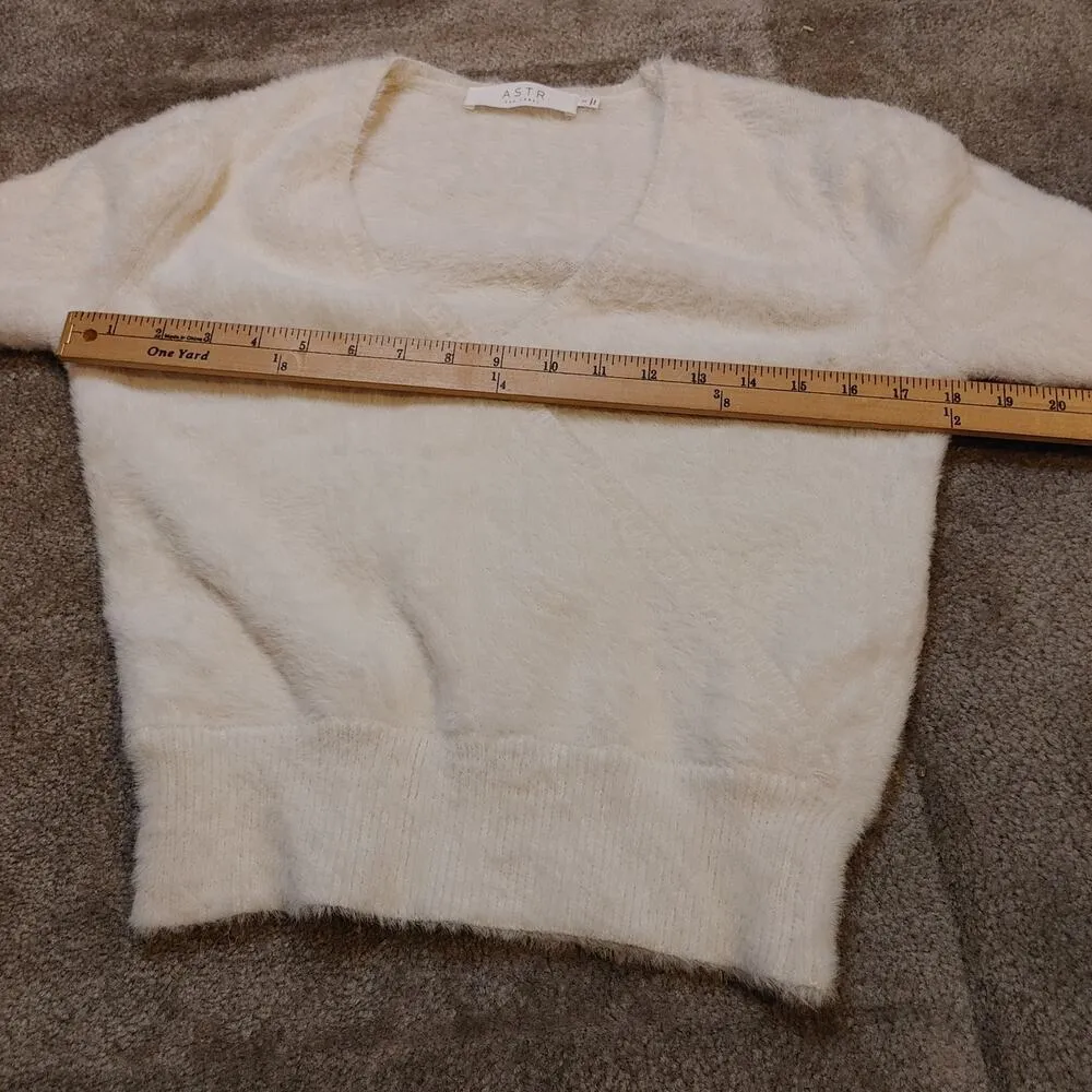 ASTR The Label Size Small Fuzzy Soft Nylon Sweater White Faux Wrap Comfy Cozy - Image 8