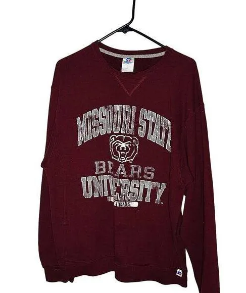 Vintage Russell Athletic Maroon Missouri State Bears Sweatshirt Size XL - Image 1