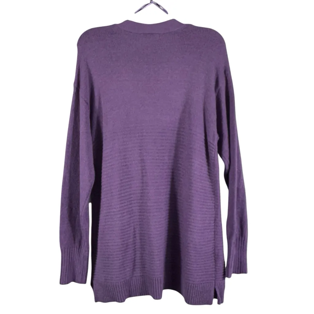 Liz Claiborne Sweater Women's Medium Purple Phantom Open Front Knit Cardigan NEW - Image 4