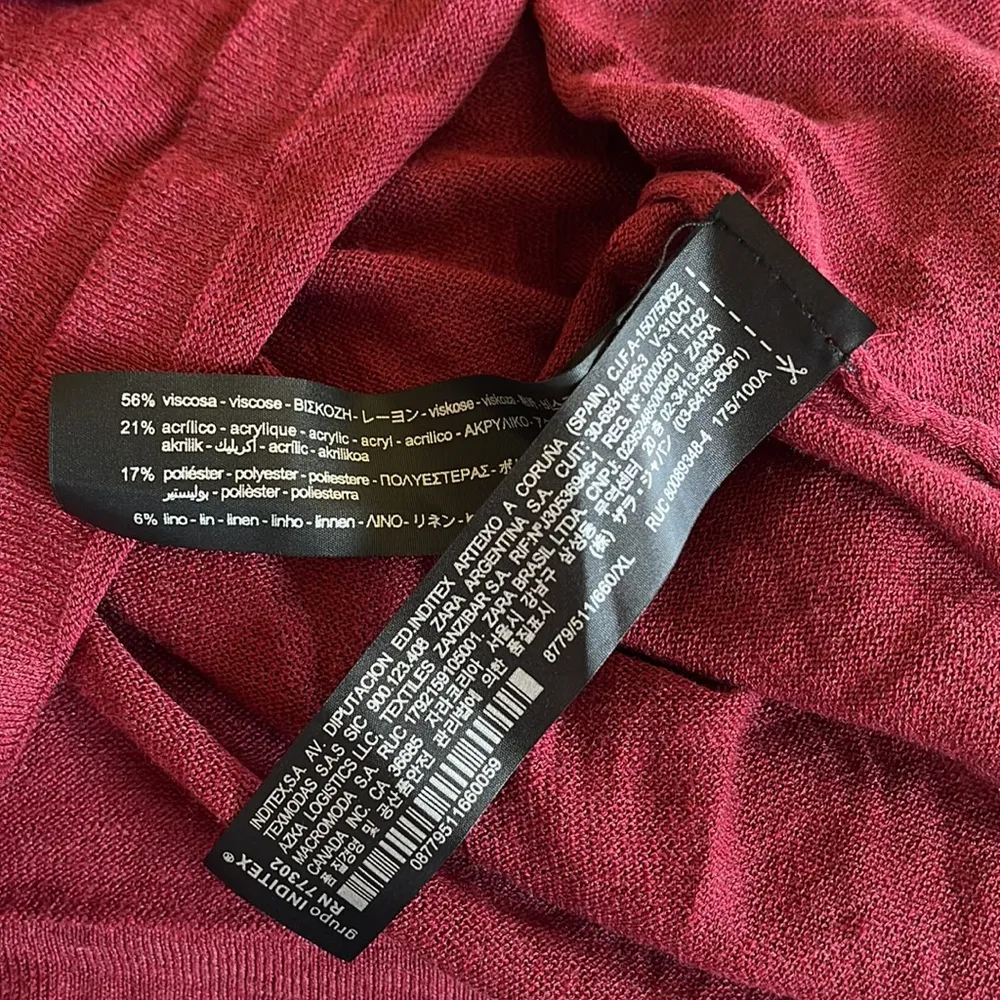 NWT ZARA MAROON V NECKLINE BUTTON FRONT LIGHTWEIGHT Top XL - Image 8