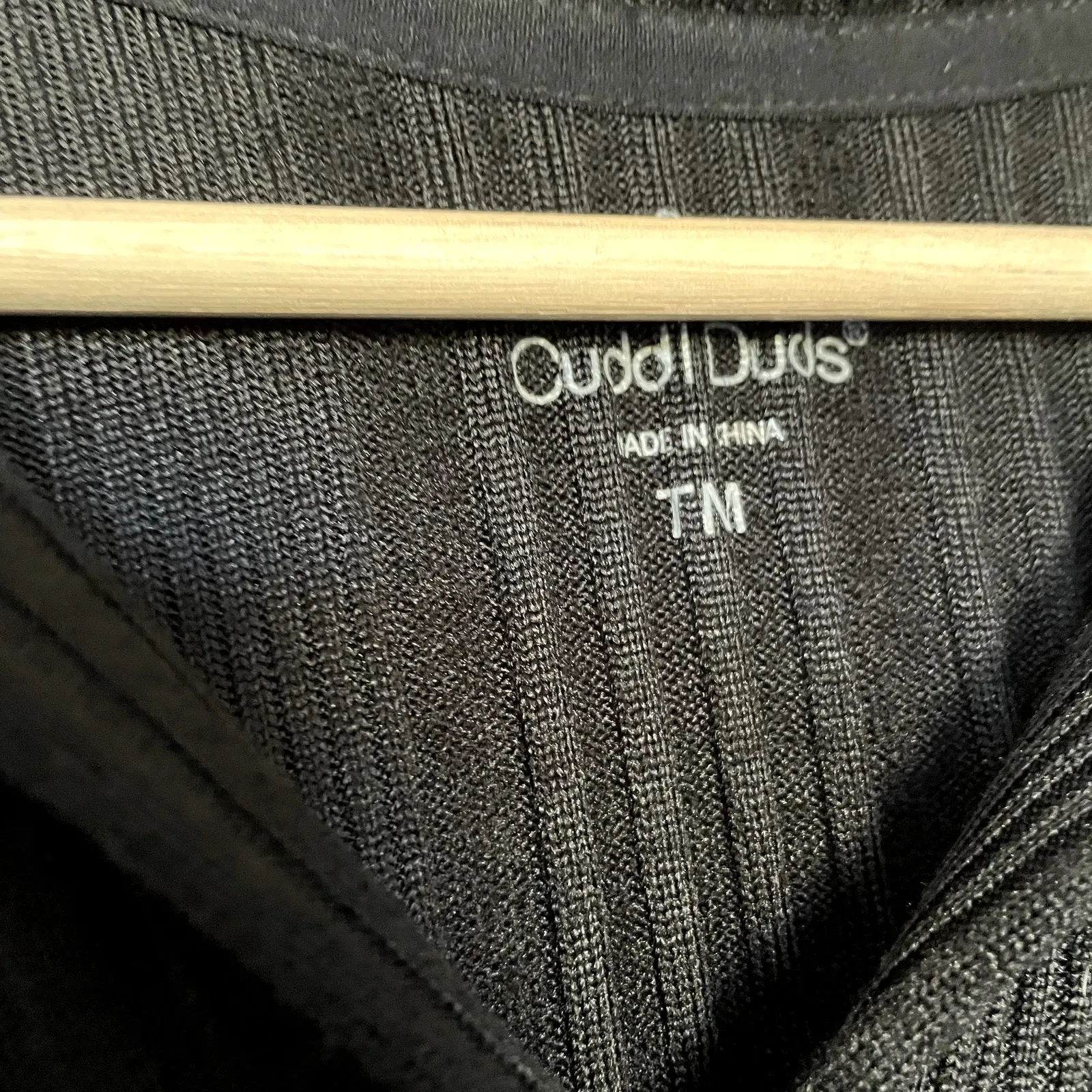 CuddlDuds black knit ribbed button down long sleeved shirt extra long women's TM - Image 4