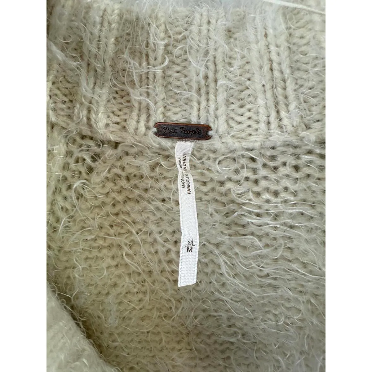 Free People Cream Fuzzy Sweater Open Cardigan Coat - Size - Medium - Image 8