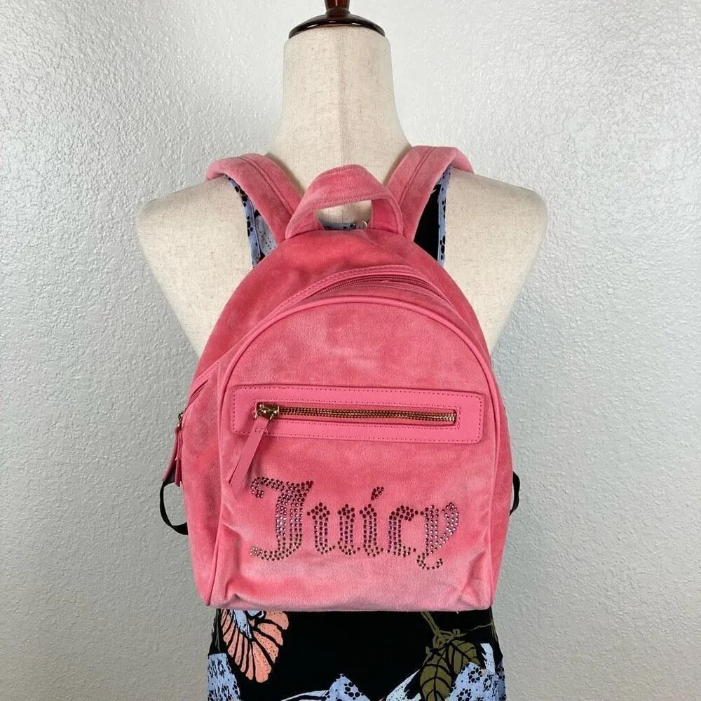 Juicy Couture Big Spender Velour Medium Sized Backpack Pink Lemonade￼ - Image 2