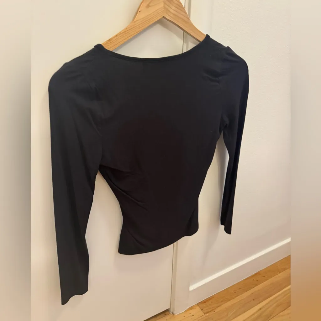 ASOS DESIGN long sleeve wrap top in black - Image 4