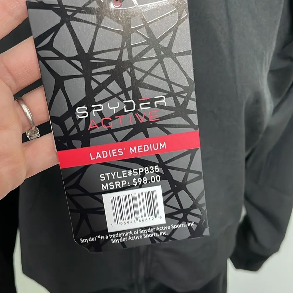 SPYDER Active Full Zip Layered Lightweight Jacket Black Biking Running NWT - Image 3