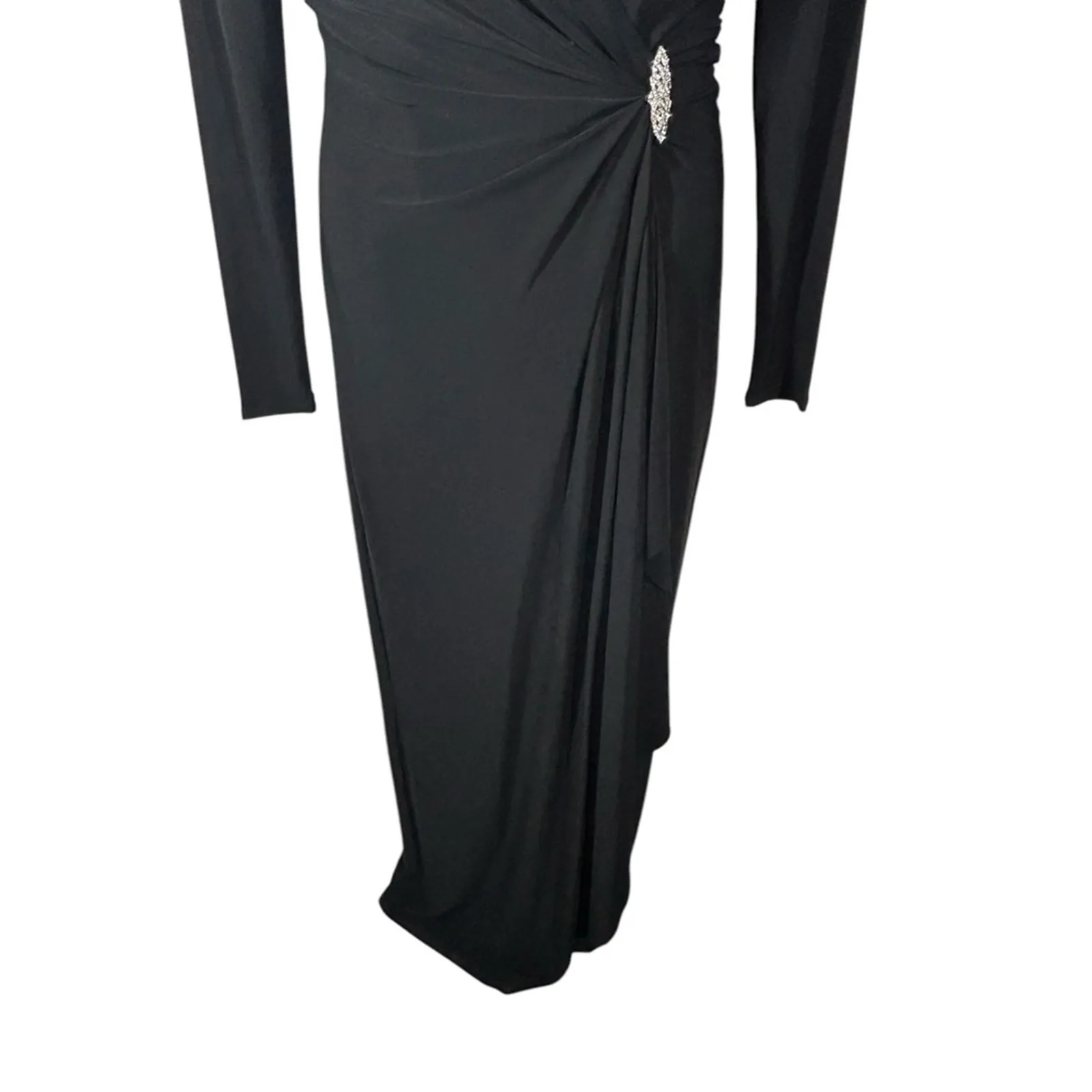 Lauren Ralph Lauren Black Long Sleeve Evening Gown Size 6 Formal - Image 5