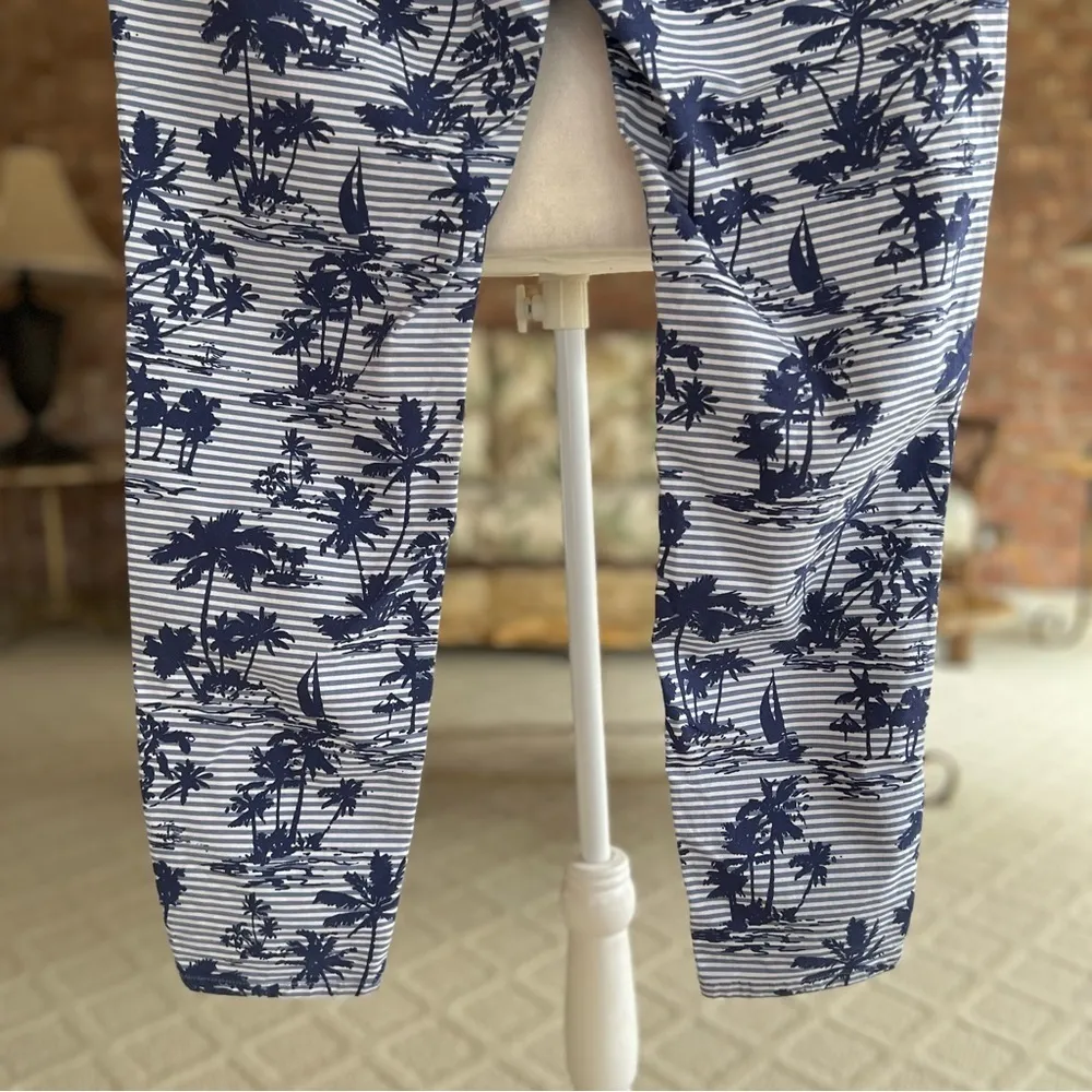 Vineyard Vines Island Scene Pants Ankle Skinny 6 Blue Tropical Skinny Striped - Image 12