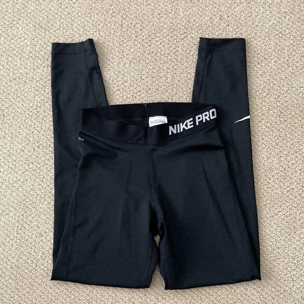 NEW Nike PRO Dri-Fit Leggings Black Like New Condition Swoosh Spandex Small NWOT - Image 2