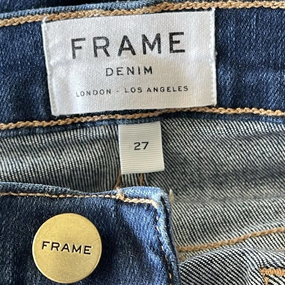FRAME SZ 27 Jeans Le Skinny de Jeanne Mid-Rise Stretch 5-Pocket Snap Hems Martha - Image 8