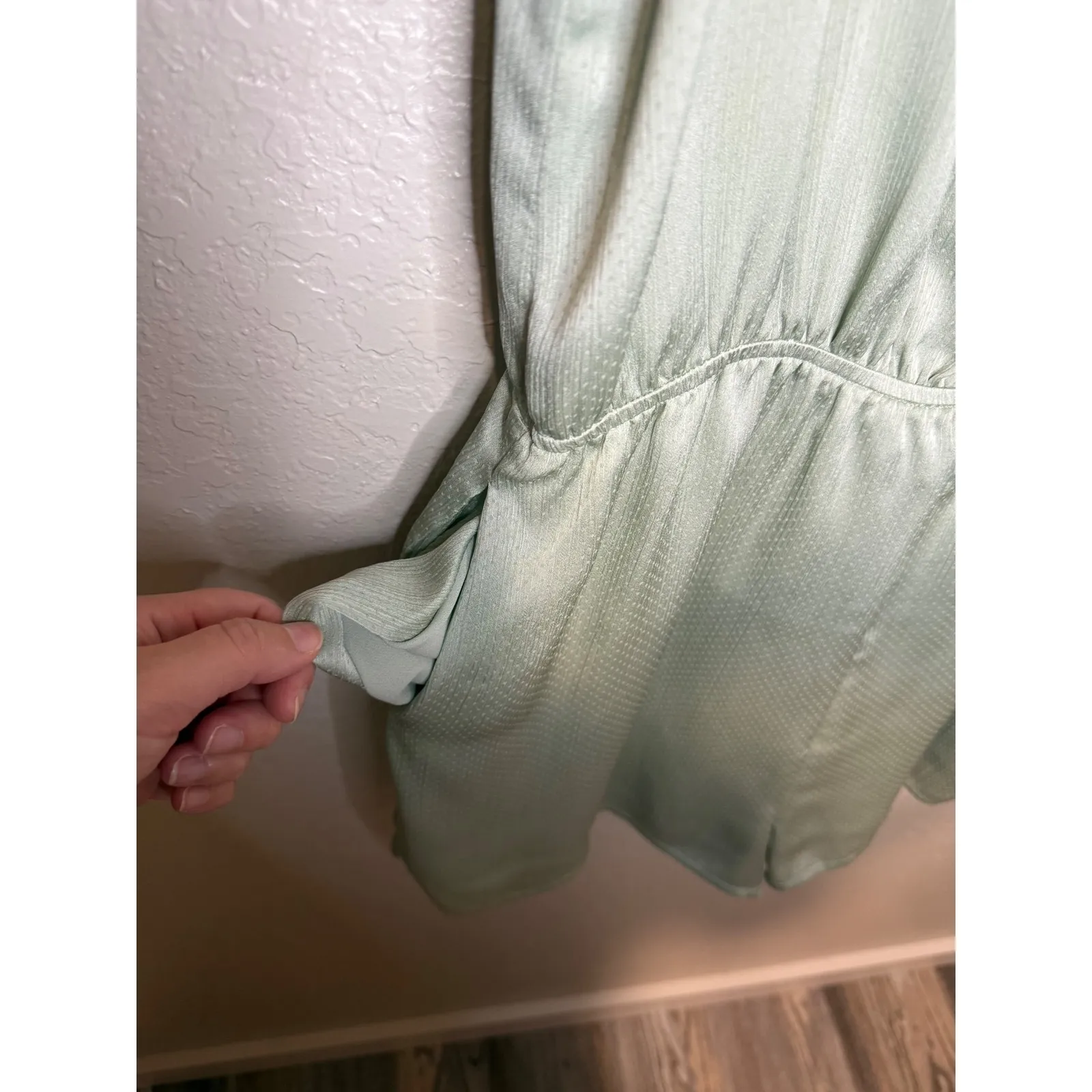 Lelis Collection Romper Tie Strap Sleeveless Sage Green V - Image 4