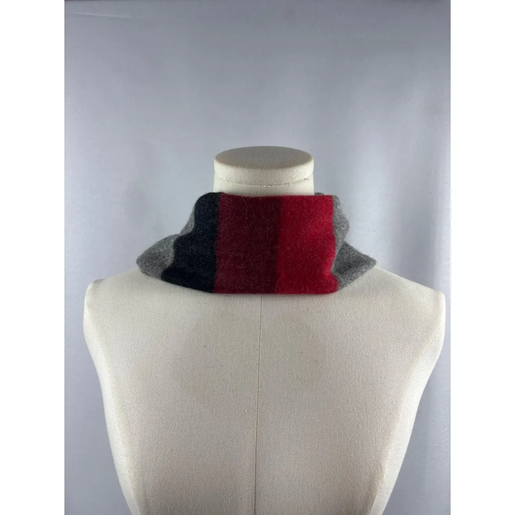 Women’s Carl Michaels Grey, Blue, Red, & Purple Wool Tasseled Scarf Gray - Image 3