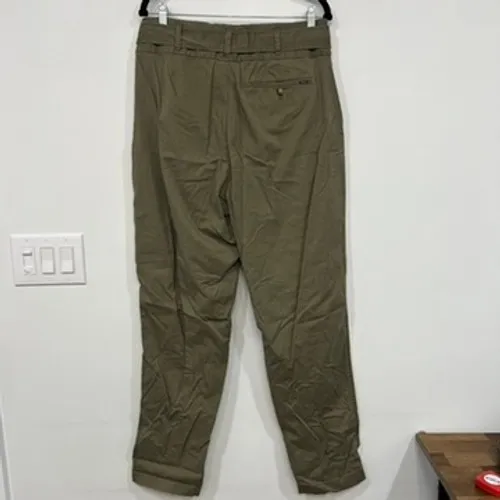 Polo Ralph Lauren Womens Pants 12 NWT $125 High Rise Trouser Green Belted Cotton - Image 4