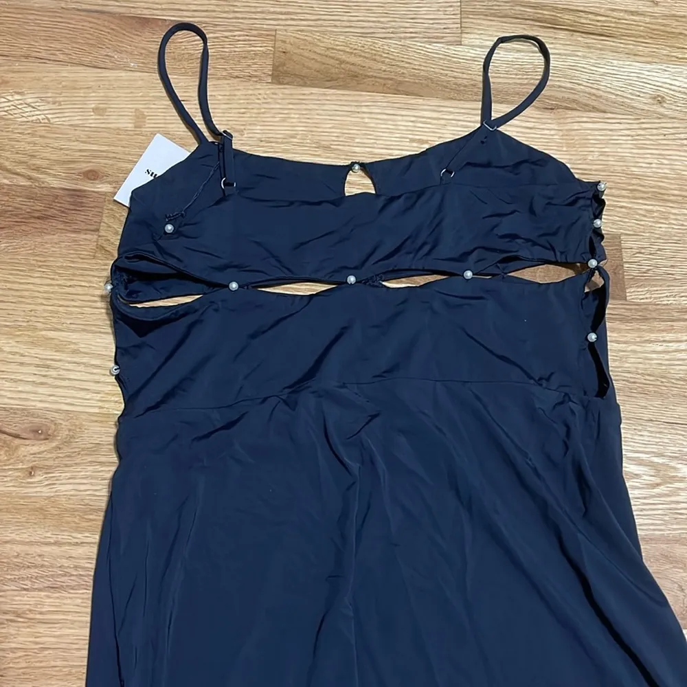 Superdown Black Babydoll Mini Dress with Spaghetti Straps - Image 3