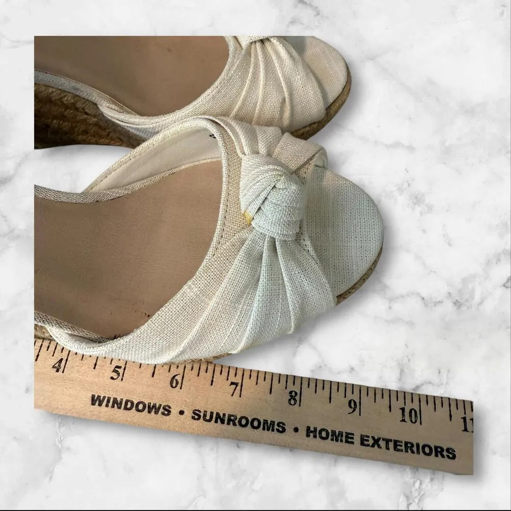 Montego Bay Club Stylish Beige Wedge Sandals with Knotted Detail Women's 9 - Image 9