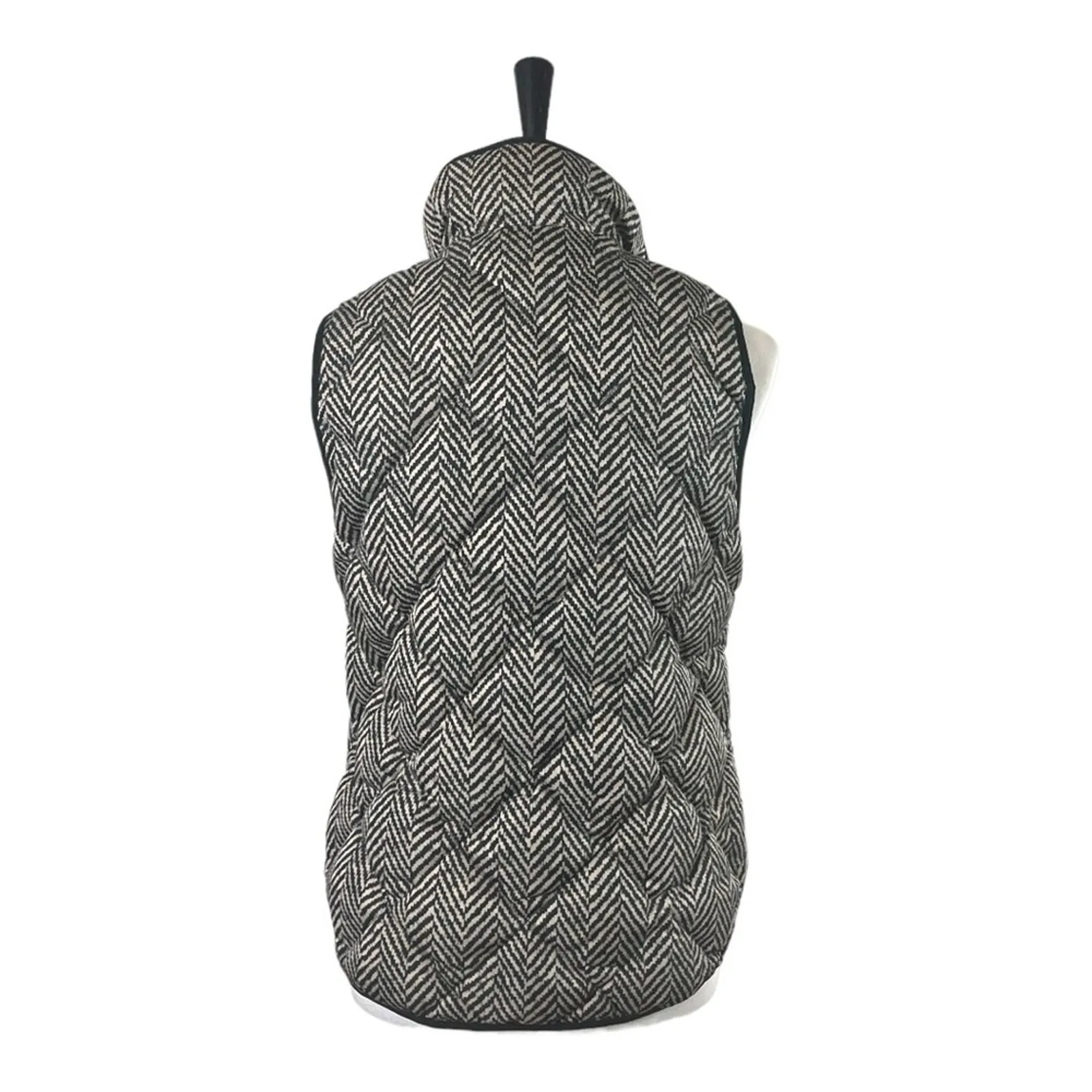 J.Crew Vest Down Filled Quilted Puffer Herringbone Black Tan Women’s Size Small - Image 5