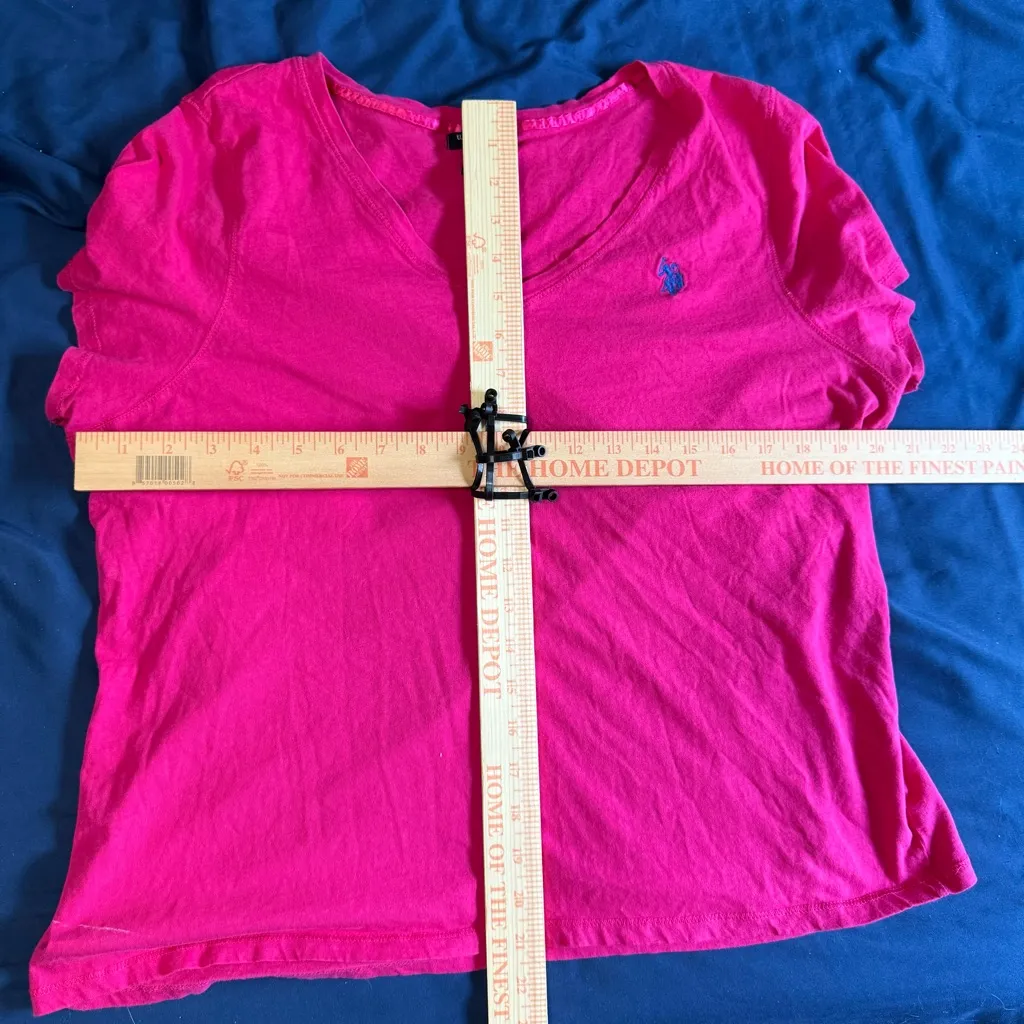 U.S. Polo Assn. Women's Magenta V-Neck Cotton Tee 1X - Image 7