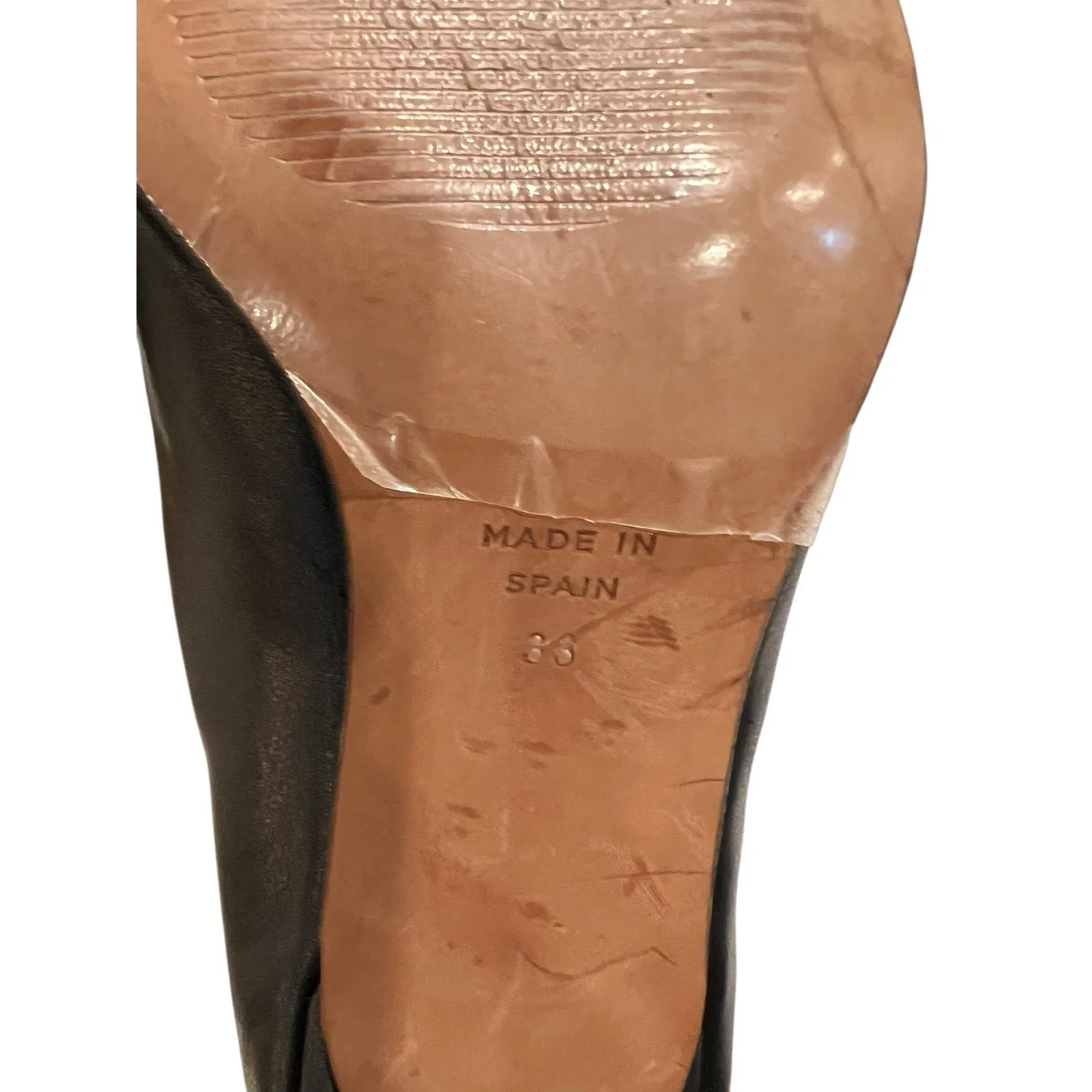 ANA PALMA MADE IN SPAIN BLACK LEATHER HEEL TALl BOOTS SIZE EU 36/US 5.5 $595 - Image 6