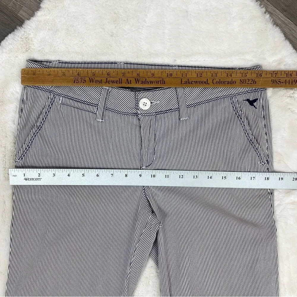 Grane Y2K Seersucker Stripe Low Rise Wide Leg‎ Trouser Pants Blue White Juniors Size undefined - Image 11