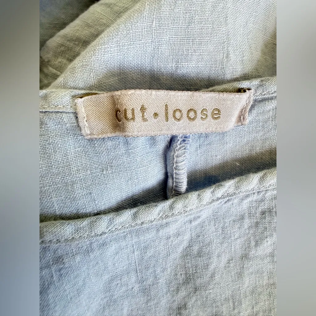 Cut Loose Linen Midi Dress Made USA Oversized Pockets Light Blue M Lagenlook Size M - Image 6