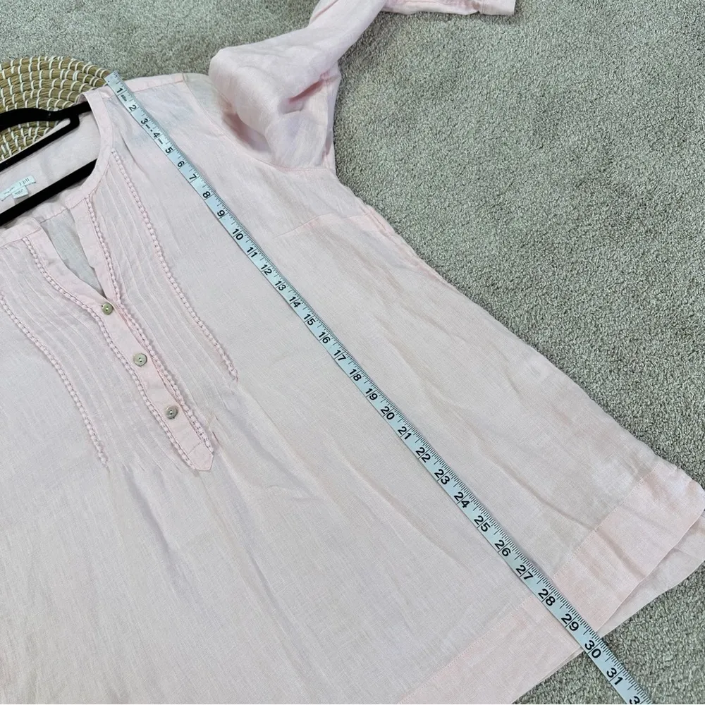 J. Jill Love Linen 100% Linen Pintuck Longsleeve Henley Tunic Top in Pink L Tall Size undefined - Image 12