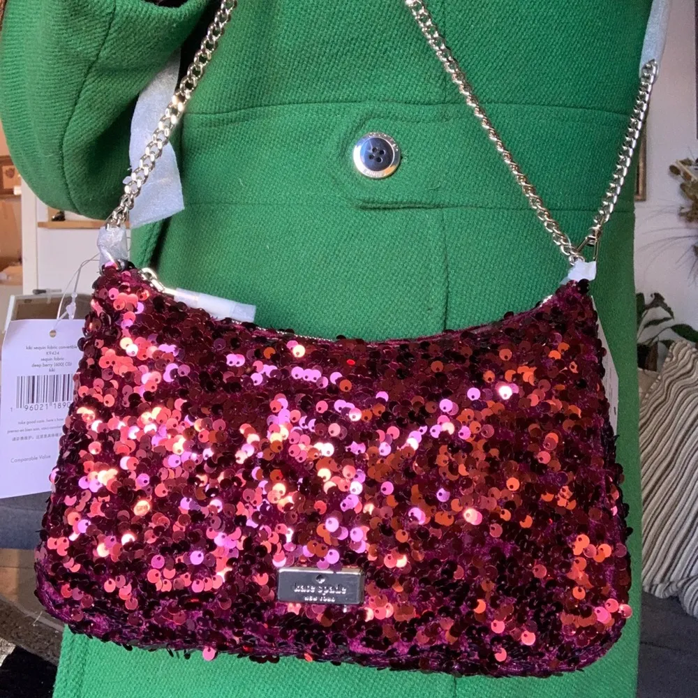 Authentic KATE SPADE Sequins top zip Clutch/shoulder/Crossbody - Image 3