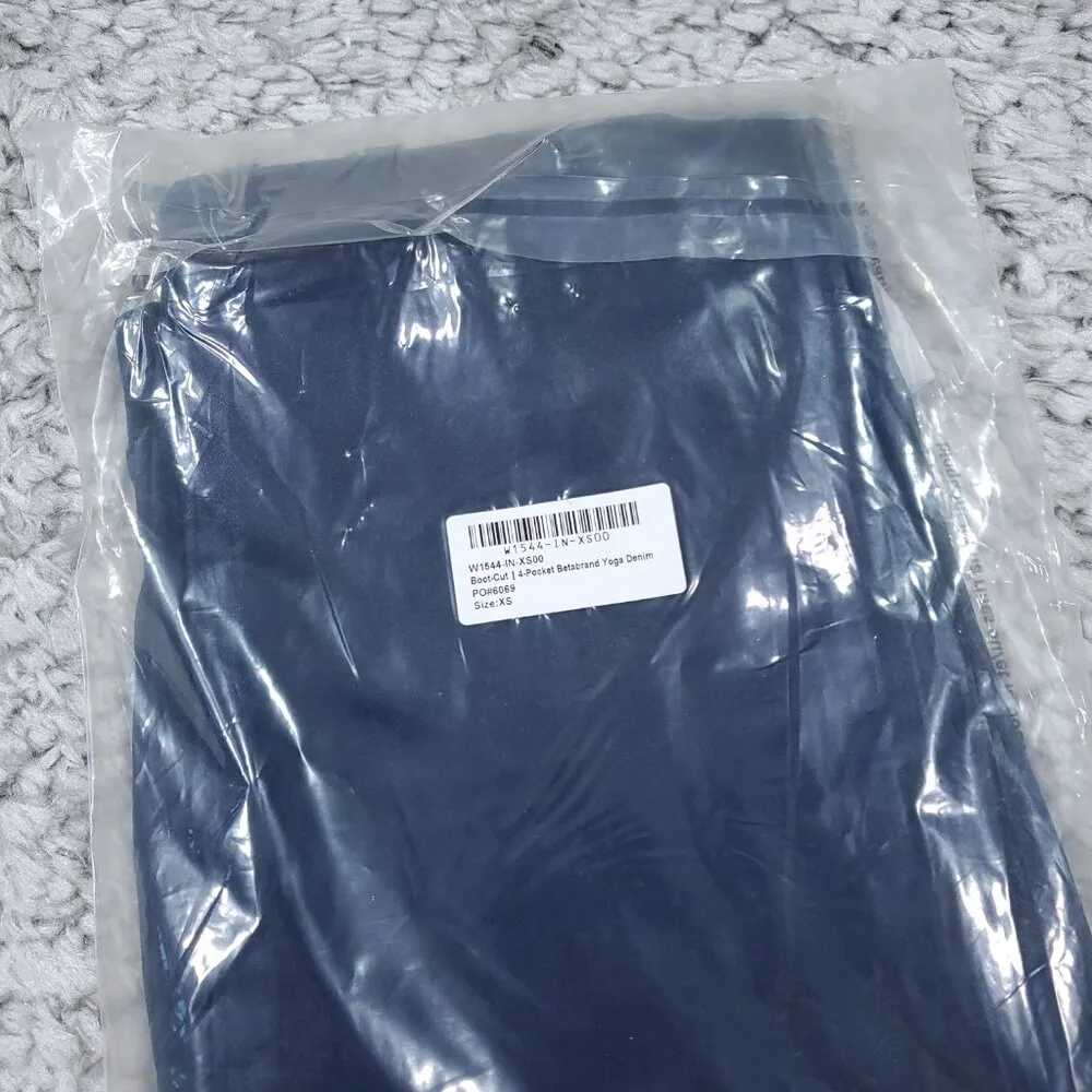 Betabrand 4-Pocket Bootcut Denim Jeans Indigo Dark Wash Blue Pull On Size XS - Image 6