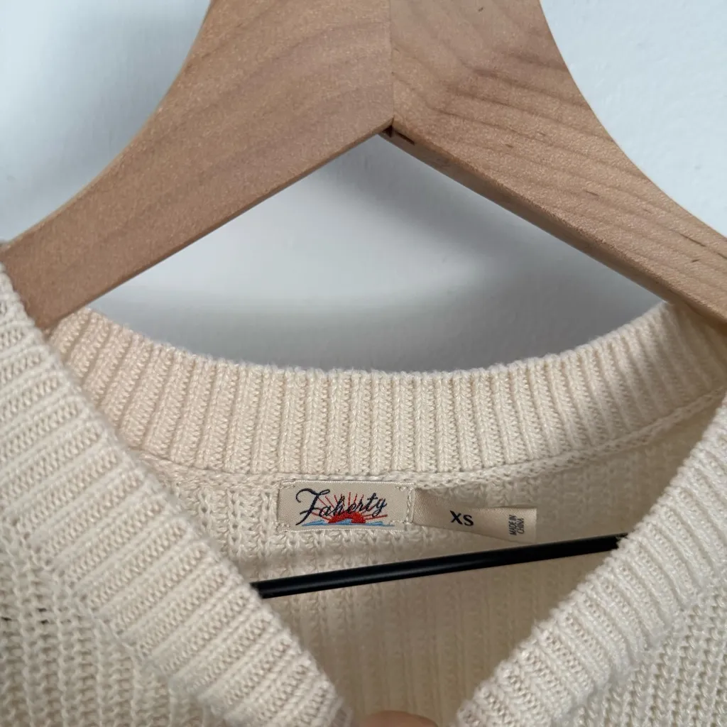 Faherty XS Miramar Sleeveless Linen Sweater Linen Organic Cotton Cream Comfy - Image 4
