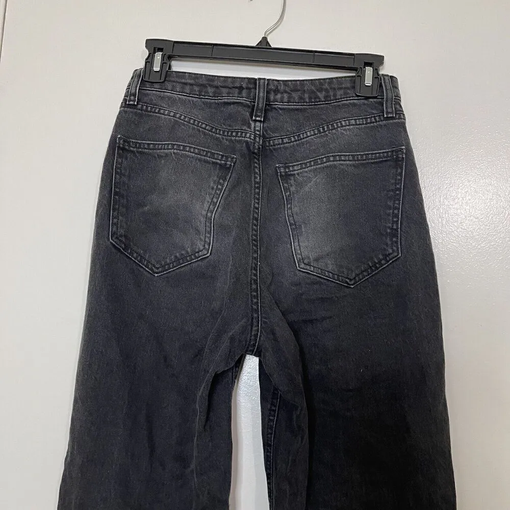 forever 21 high rise straight leg split hem black wash denim jeans size 27 - Image 5