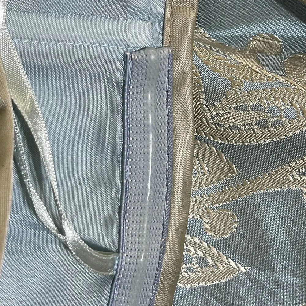 Harold's Strapless Party Dress Bridesmaid Brocade Blue Taupe Size 2 - Image 5