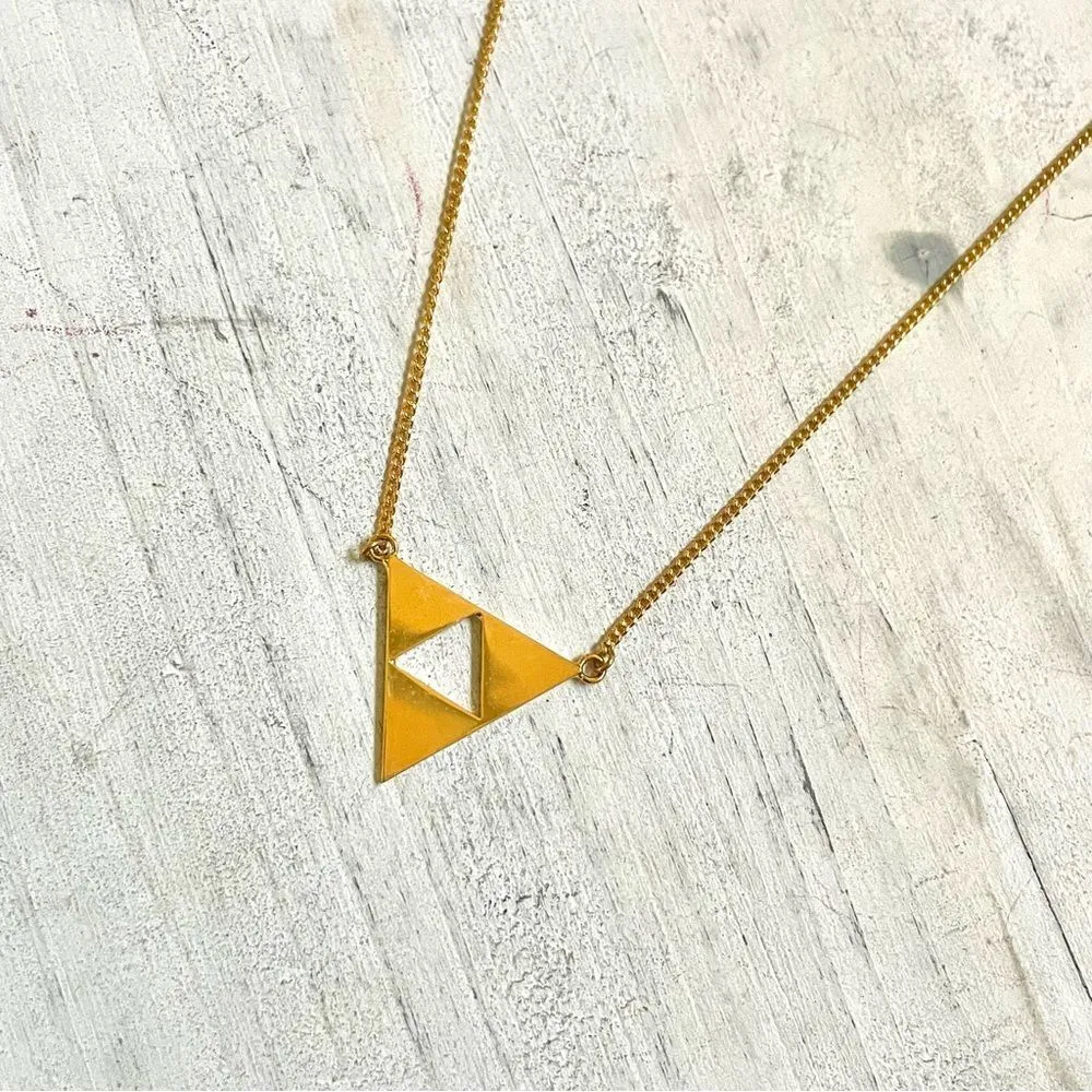 Trina Turk gold tone cut out triangle pendant necklace - Image 6