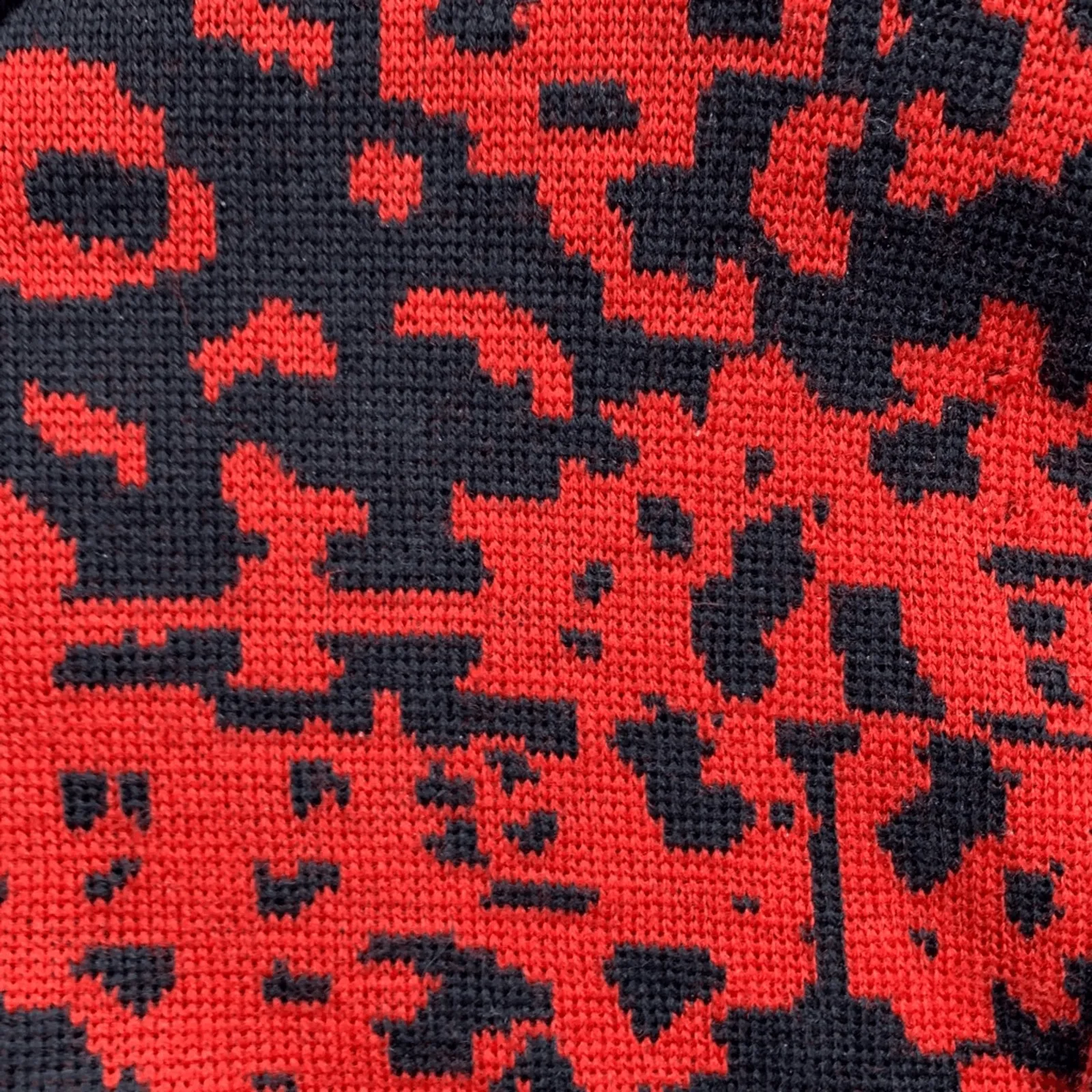 Vintage 80s Jaeger London Red Black Wool Knit Cardigan Sweater Abstract Floral - Image 9