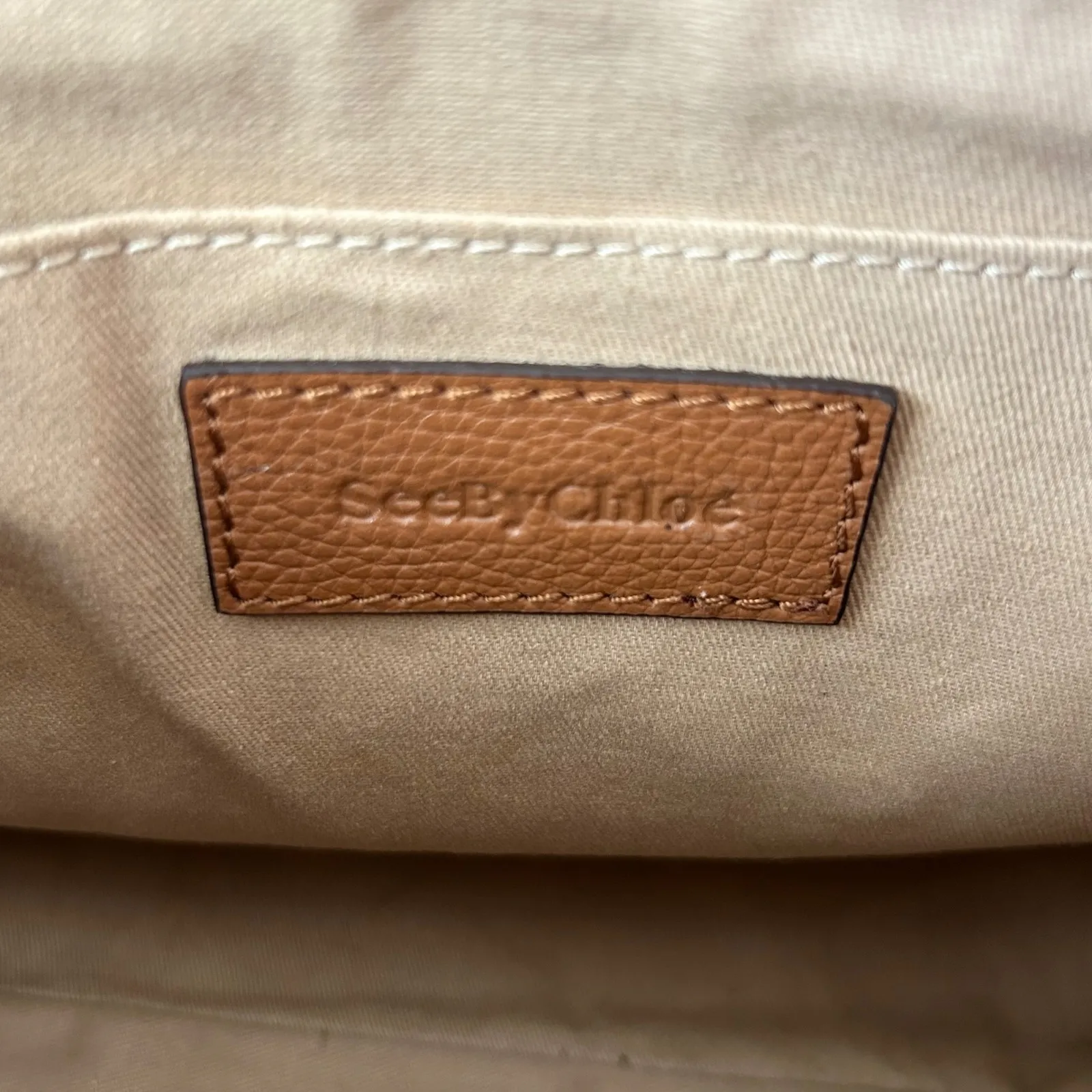 See By Chloe Joan Crossbody Shoulder Bag Brown Leather Suede Ring Accent - Image 9