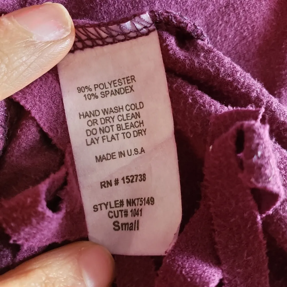 Newbury Kustom plum boho open front fringe cardigan - Image 4