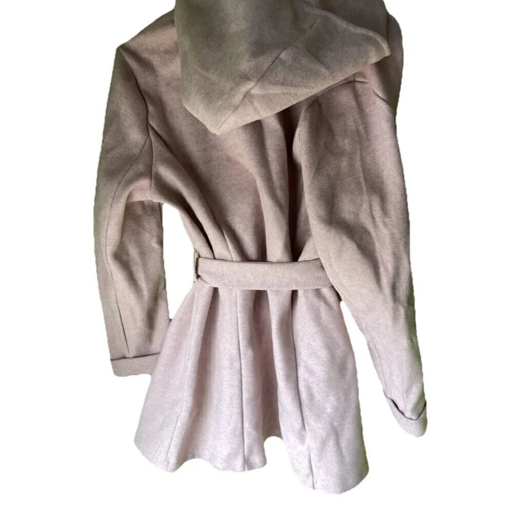 Vintage Blashe Women’s Sz L Over Coat Womens Blush Pink Polyester Hoodie Tie Size L - Image 12