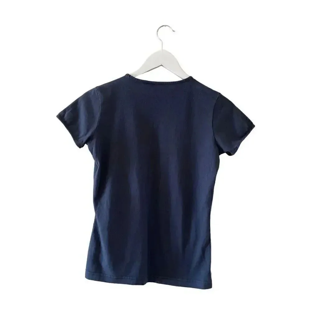 Puma Navy Solid Color V-neck Basic Essential Minimalist Sporty Women’s Top SZ S - Image 6