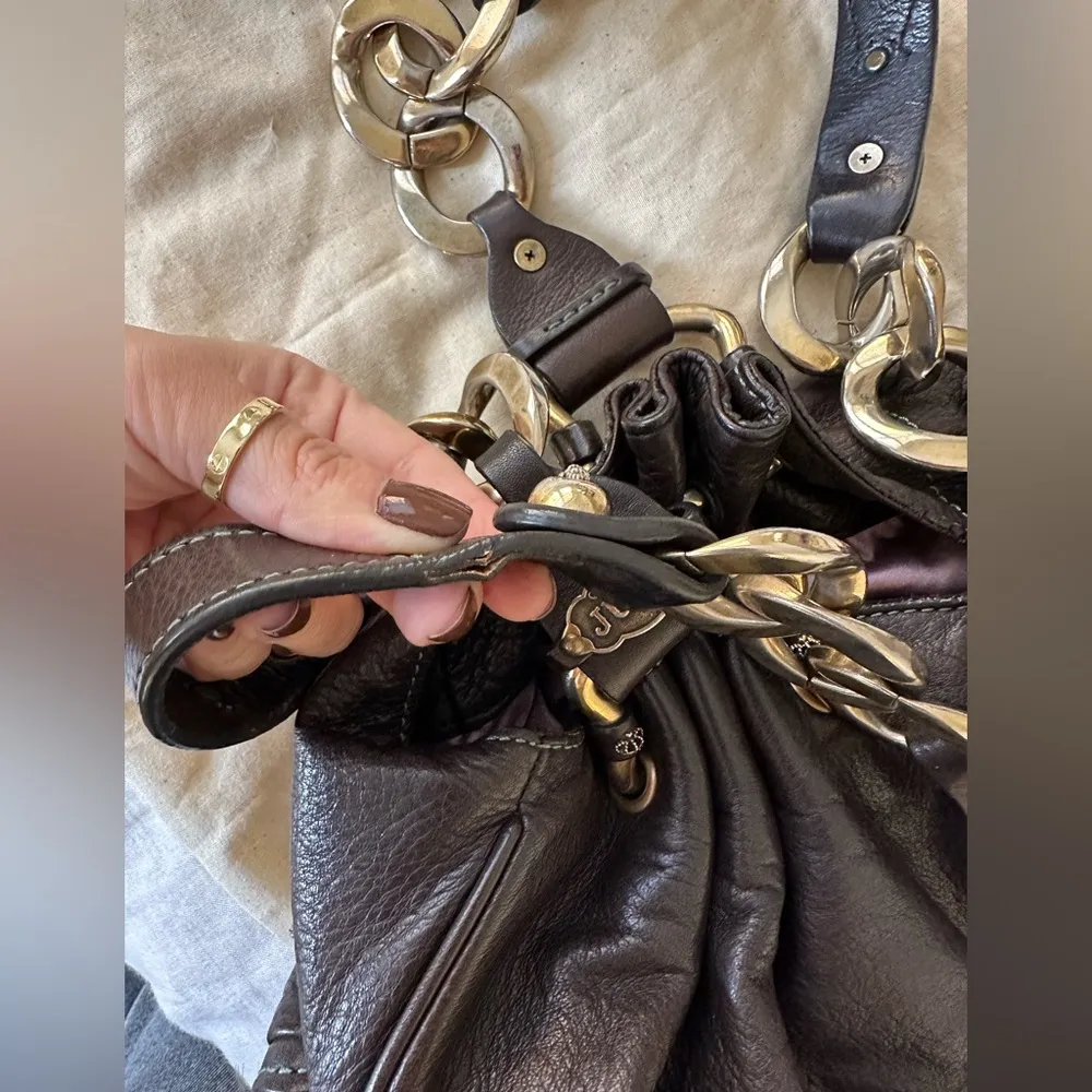 Authentic Rare Vintage Juicy Couture Real Leather Royal Chain Purse - Image 6