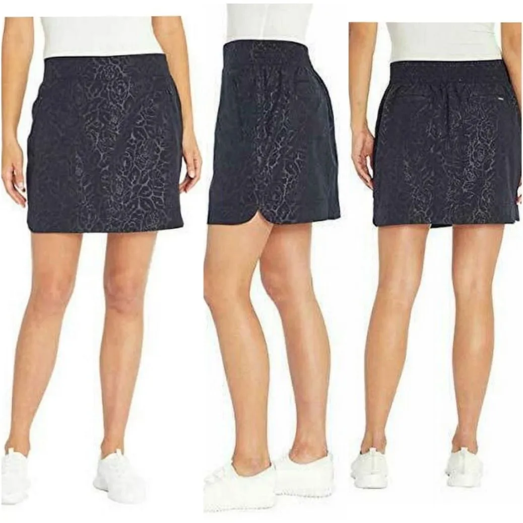 Orvis Embossed Pull-On Travel Skort Black Rose Embossed Print Size Small - Image 12