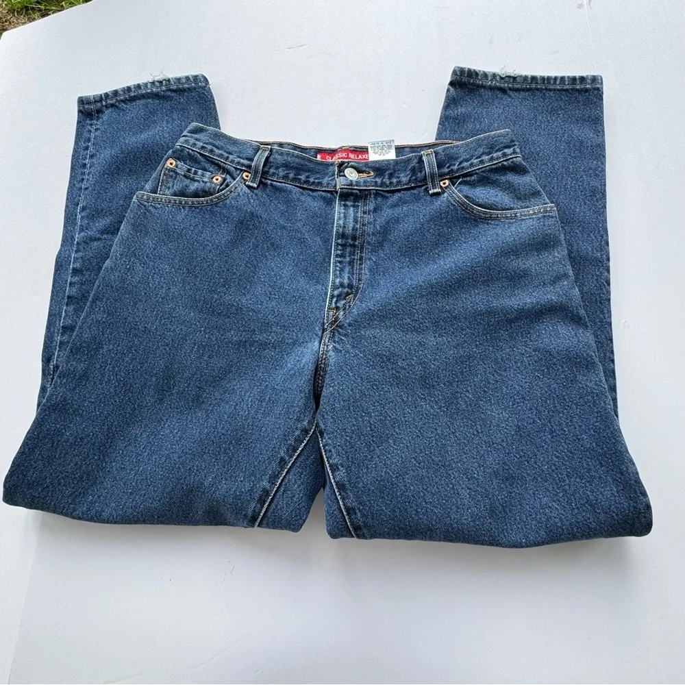 Levi's 550 Classic Relaxed Tapered Leg Dark Blue Jeans 14 Mis M (2003) - Image 13