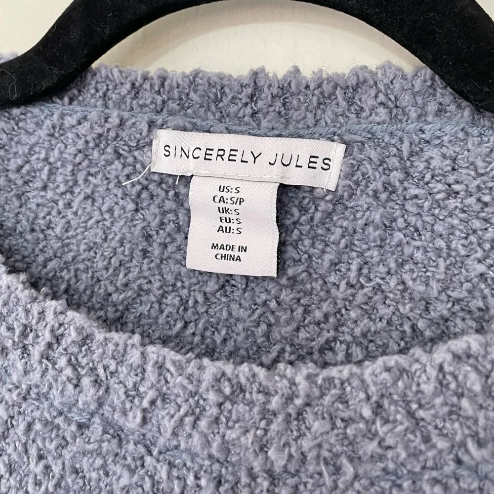 Sincerely Jules Fuzzy Boxy Sweater Blue Grey Crop Soft Women’s Size S - Image 3