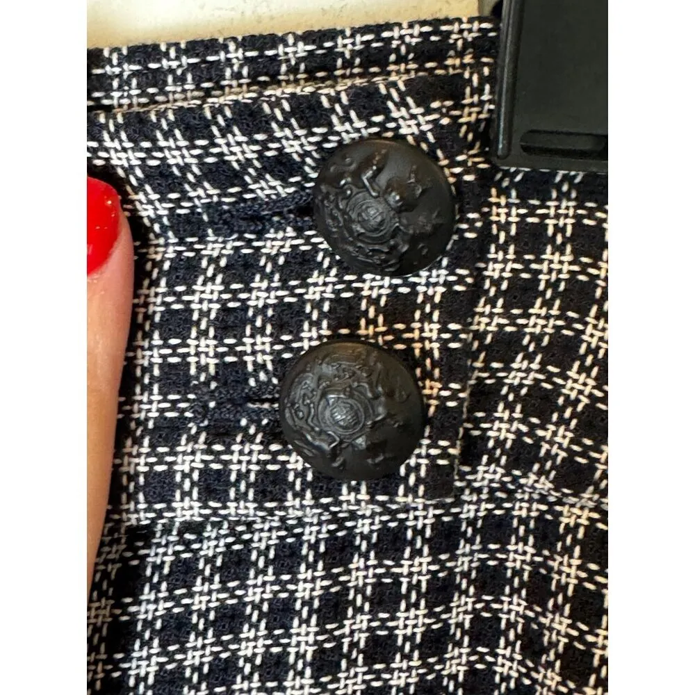 Veronica Beard Pants Women 6 Black White Plaid Cotton High Rise Cropped Trousers - Image 8