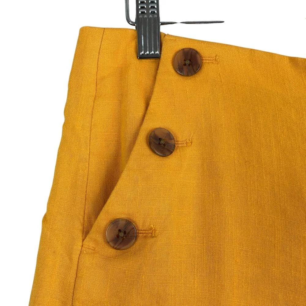 J. Crew Shorts Womens 4 Yellow Linen Blend Drapey Sailor High Waisted Coastal - Image 2