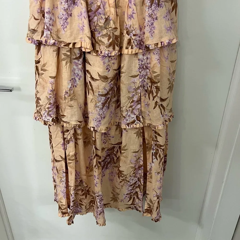 House of Harlow Linen Bustier Lace-up-back  Tiered Maxi Dress Size Small NWOT - Image 7