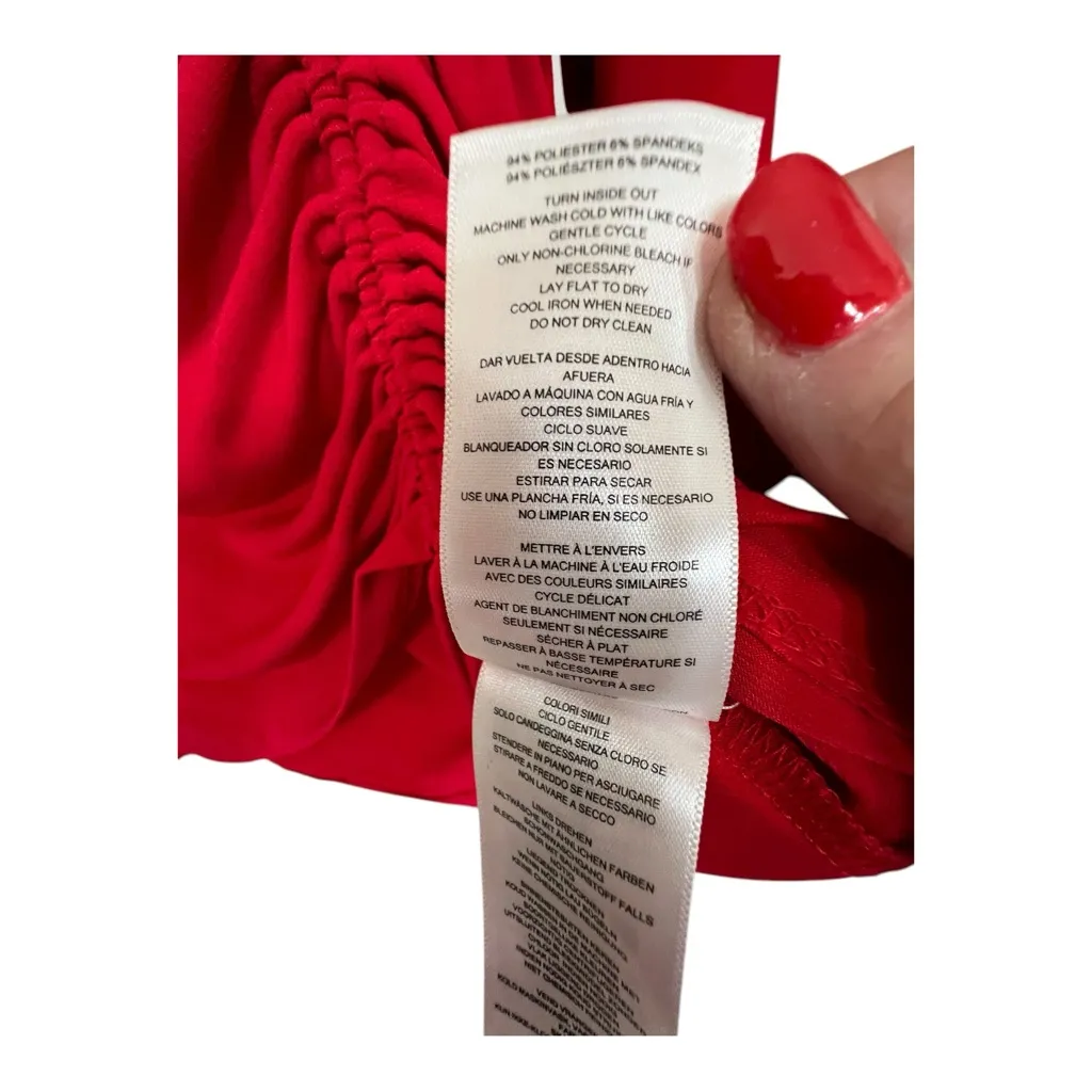 Michael Kors MICHAEL  Red Draped Blouse - Image 7