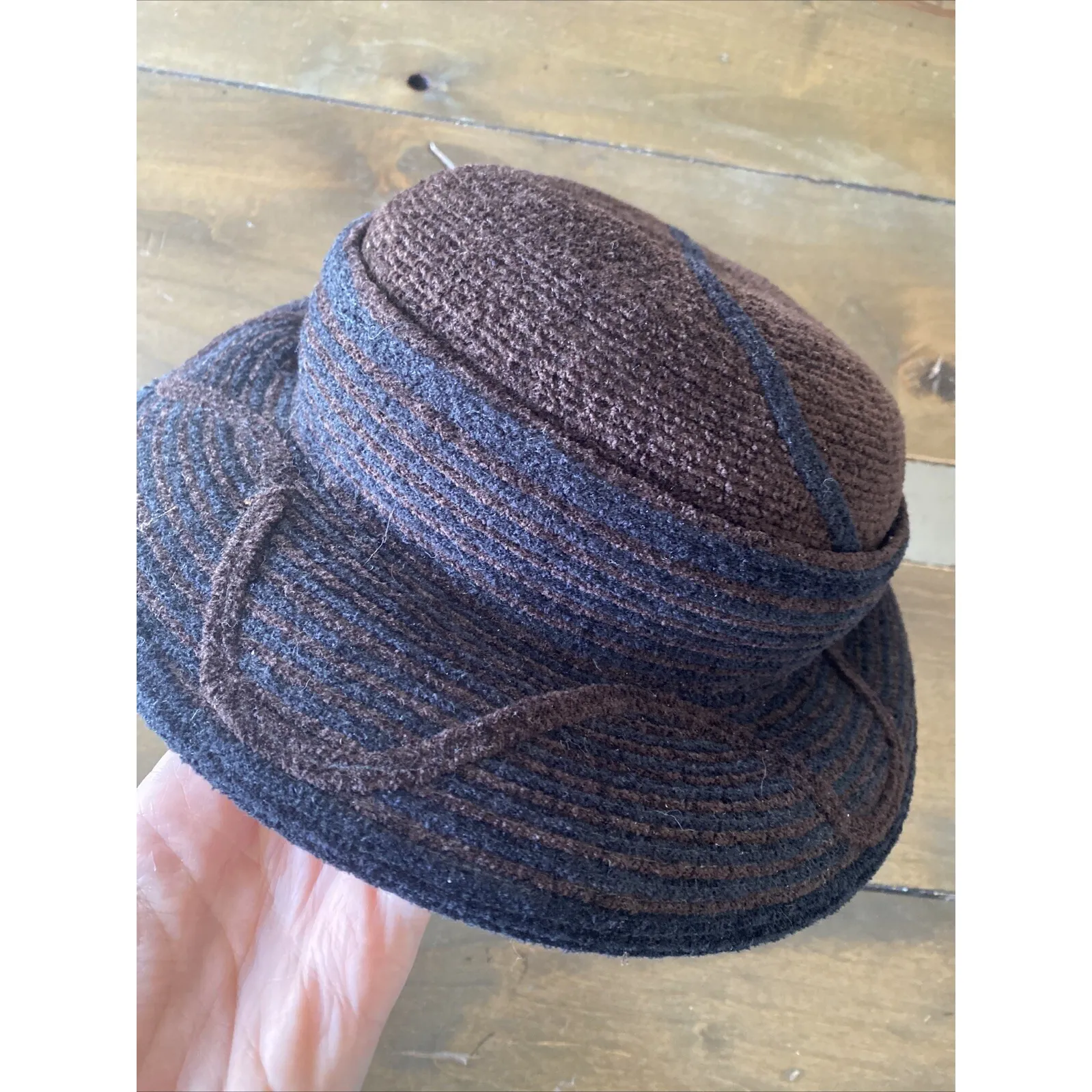 Diane Harty Miillinery Vintage Colorado Brown Chenielle Brim Hat Derby Quiet Lux - Image 6