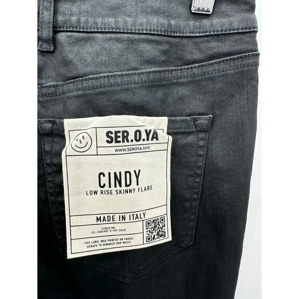 SER.O.YA Waxed Black Cindy Low Rise Skinny Flare Jeans Stretch Women 27 NWT - Image 8